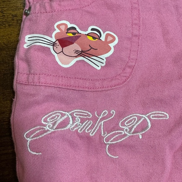 Y2K Pink Panther Pink Cargo Shorts Girls 4/5 Embroidered 2000s - Picture 5 of 11